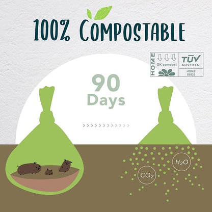 60 Count Compostable Dog Poop Bags, Extra Thick, Leak Proof, Unscented, Eco-Friendly, 9 x 13 Inches