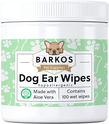 Dog Ear Cleaner Wipes | Bulldog, French Bulldog, Pug, English Bulldog | Cleans & Soothes Ears, Wrinkles, Folds, Tear Stain (Dog Ear Cleaner Wipes)