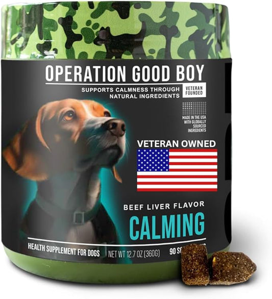 Operation Good Boy - SRE: Calming Supplement for Pets - 90 Count Soft Chews - 12.7oz - Alleviates Anxiety and Promotes Relaxation - Made Natural Ingredients - Veteran Owned