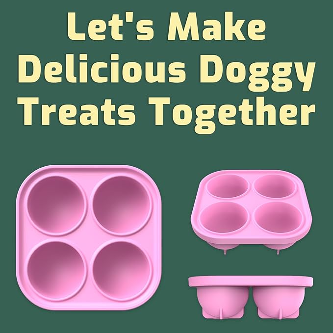 Pet Feeder Pink Silicone Treat Tray Mold Compatibility with Pupsicle Toy, Large Dogs