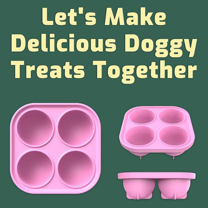 Pet Feeder Pink Silicone Treat Tray Mold Compatibility with Pupsicle Toy, Large Dogs