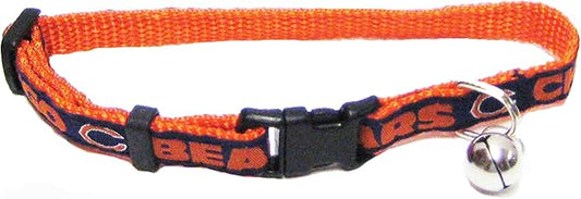NFL CAT Collar Chicago Bears Satin Cat Collar Football Team Collar for Dogs & Cats. A Shiny & Colorful Cat Collar with Ringing Bell Pendant
