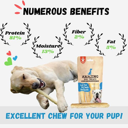 Amazing Dog Treats - Large Collagen Stick - (6 Inch - 8 Count) - Collagen Beef Cheek Rolls for Dogs - 100% Pure Collagen Sticks for Dogs - No Hide Bones for Dogs