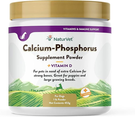 NaturVet Calcium-Phosphorus For Dogs, Supports Strong & Healthy Bones, Enhanced with Essential Minerals & Vitamin D, No Color, 16 Oz