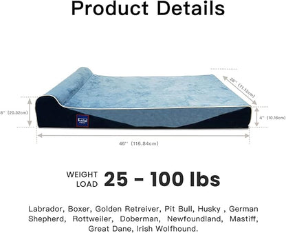 Laifug Orthopedic Memory Foam Dog Bed with Durable Water Proof Liner and Removable Washable Cover (Large (46"x28"x8"), Denim Blue)