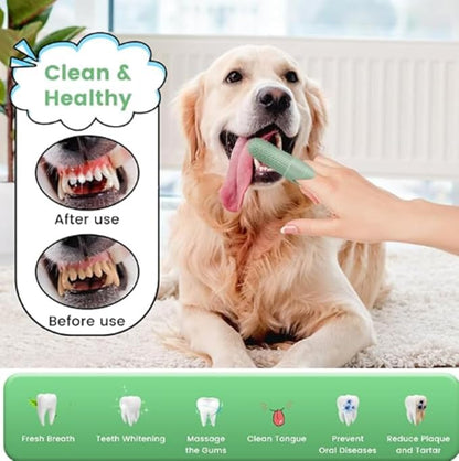 4-Pack Dog & Cat Finger Toothbrush - 360° Cleaning, Food-Grade Silicone, Fits All Fingers - Premium Dental Care for Pets