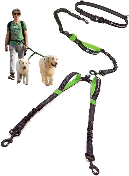 Exquisite Double Hands Free Leash for Large Dogs | Retractable Dog Leash 2 Dogs | Waist Dog Leash for Large Dogs | Two Dog Leash for Large Dogs | Leash for Big Dogs | Hands Free Running Dog Leash