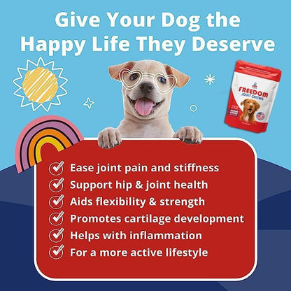 Freedom Joint Chews - Delicious Dog Hip and Joint Supplement - Vitamins Packed with Super Nutrients - Keep Your Pup Happy and Active - Made for All Dogs and Breeds - Made in the USA, 30 chews