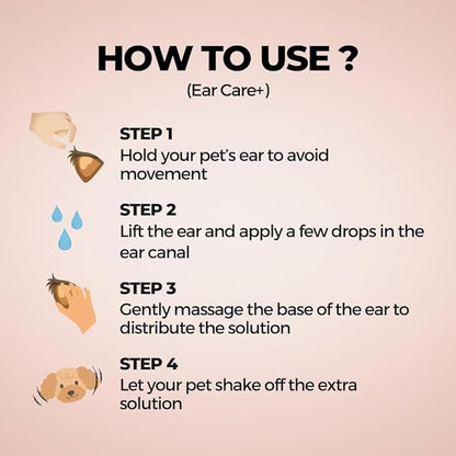 Moe Ear Care Plus Ear Cleaning Solution for Pets| for Dogs and Cats (100 ml) (Pack of 1, Pink)