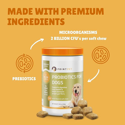 Probiotics for Dogs - Premium Probiotic Supplement with Prebiotics - Helps Support Proper Gut Flora, Digestive Tract & Loose Stool - Promote Intestinal Well-being