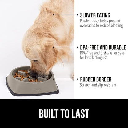 Gorilla Grip Slow Feeder Dog and Cat Bowls, Interactive Puzzle Toy for Dogs and Cats Food Training, Keeps Pets Busy and Prevents Puppy Overeating, Large, Small Breeds, 100% BPA Free, 1 Cup Beige