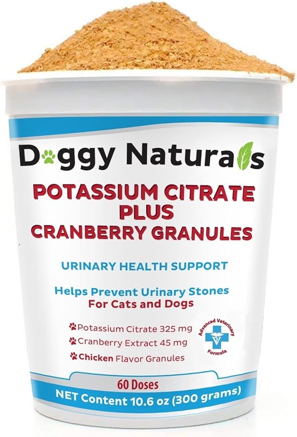 Potassium Citrate Plus Cranberry Granules 300gm for Cats and Dogs - Urinary Tract Support-Helps Deter Formation of Calcium Oxalate Stones - Deters Bladder & Kidney Stones (Made in U.S.A)