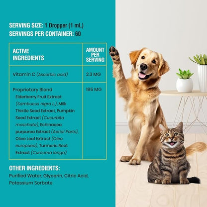 Allergy & Immune with Elderberry, Allergy Relief for Cats and Dogs, Anti Itch Treatment, Relief for Pet Allergies, Immune Support for Cat or Dog, 2 oz