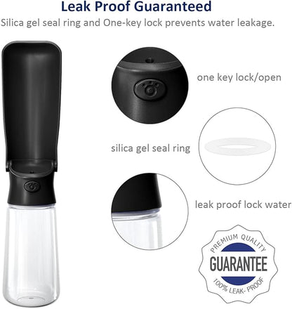WePet Foldable Portable Dog Water Bottle Puppy Water Dispenser with Drinking Feeder, 19 OZ, High-temperature Resistant Leak Proof for Pets Outdoor Walking, Hiking, Travel, Food Grade Plastic BPA Free