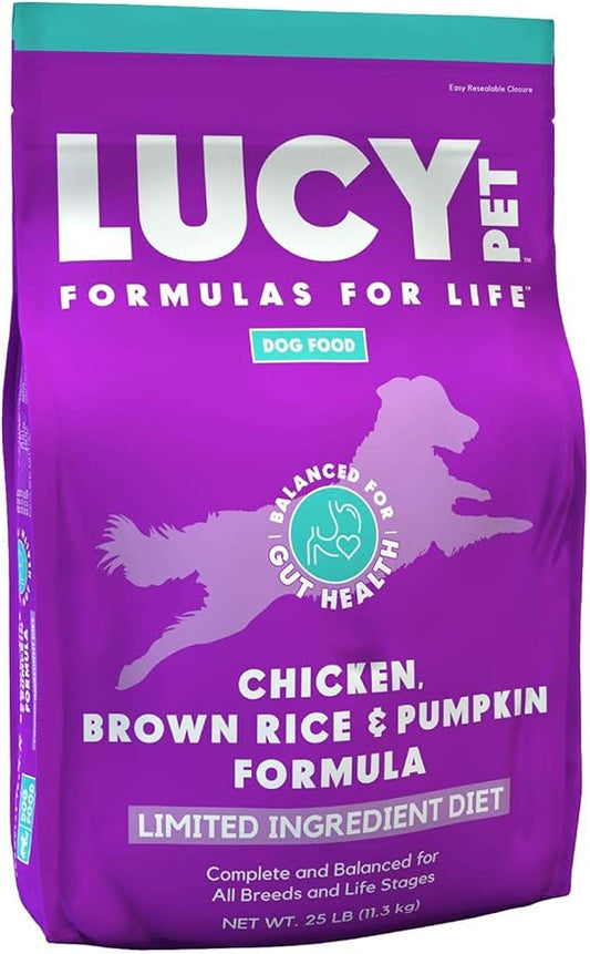 Lucy Pet Products Lucy Pet Formulas for Life - Limited Ingredient Diet Dry Dog Food, All Breeds & Life Stages - Chicken, Brown Rice & Pumpkin, Multi, 25 lb