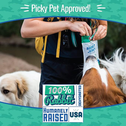 Single Ingredient Rabbit Jerky Dog Treats - Training Treat Strips for Dogs and Puppies with Allergies, Sensitive Stomachs - Dehydrated, 100% Meat, Grain Free, Made in USA - 3oz, Pack of 3