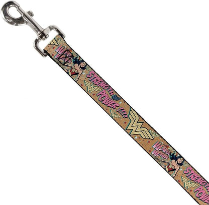 Buckle-Down Dog Leash Wonder Woman Strength Power 6 Feet Long 1.0 Inch Wide, Multicolor (DL-6FT-WWW006)