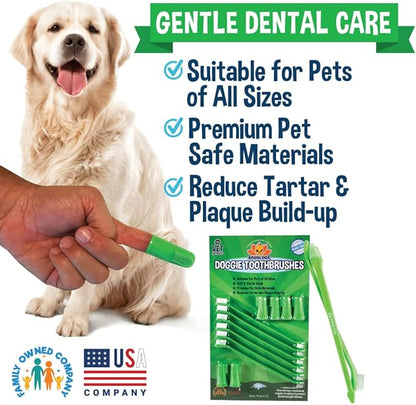 Bodhi Dog Pet Toothbrush Combo Pack | Soft Finger and Dual-Ended Long Toothbrushes | Dog Toothbrush with Soft Bristles for Pet Dental Care | Easy Teeth Cleaning and Gum Health (6 Long & 6 Finger)