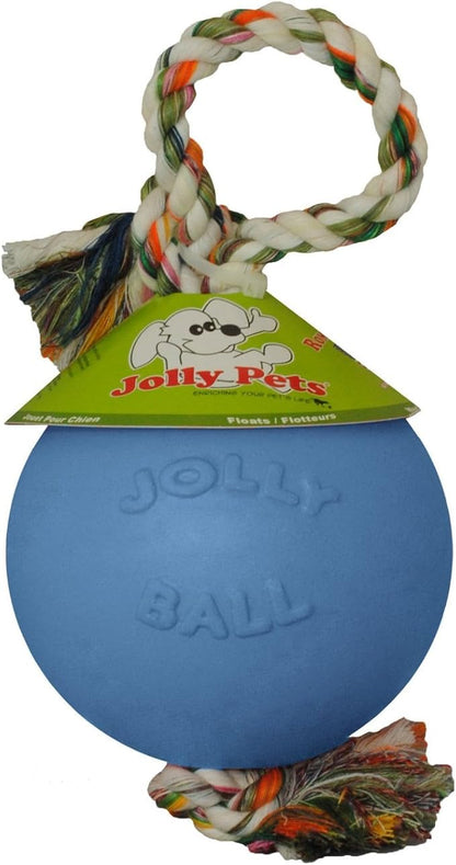 Jolly Pets Romp-n-Roll Rope and Ball Dog Toy, 6 Inches/Medium, Blueberry, Model Number: 606 BB, All Breed Sizes