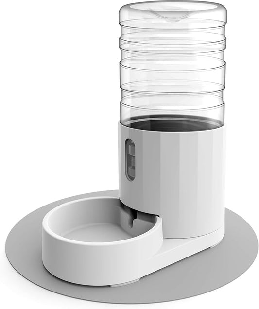 Pet Water Dispenser 4L with Placemat and Visible Window, Automatic Cat & Dog Water Dispenser, Pet Water Bowl, Stable Noiseless and Easy-Cleaning