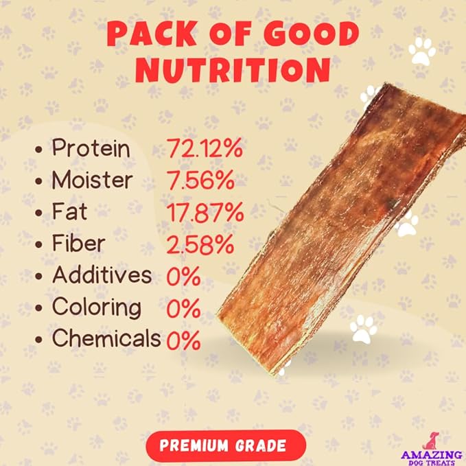 Amazing Dog Treats - Beef Esophagus Jerky for Dogs (6 Inch - 25 Pc/Pack) - Beef Gullet Dog Chews - Beef Esophagus Dog Treats