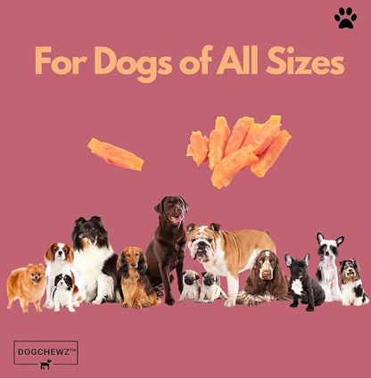 DOGCHEWZ™ Premium Chicken Wrapped Sweet Potato Jerky Treats for Dogs | Size: 1 LB (37-41 Pieces) | Made with Real Chicken and Sweet Potato, Easily Digestible, Long Lasting