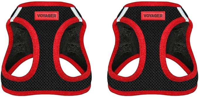 Voyager Step-in Air Dog Harness - All Weather Mesh Step in Vest Harness for Small and Medium Dogs by Best Pet Supplies - Red Trim, M (Pack of 2)