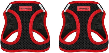 Voyager Step-in Air Dog Harness - All Weather Mesh Step in Vest Harness for Small and Medium Dogs by Best Pet Supplies - Red Trim, M (Pack of 2)