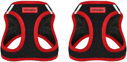 Voyager Step-in Air Dog Harness - All Weather Mesh Step in Vest Harness for Small and Medium Dogs by Best Pet Supplies - Red Trim, M (Pack of 2)