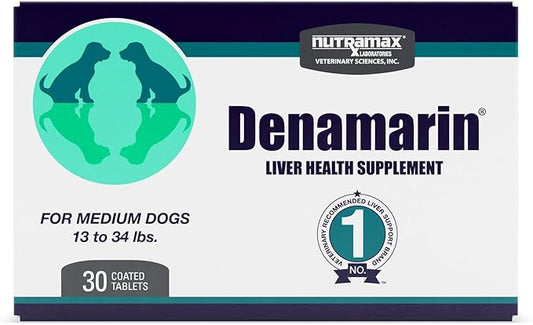 Nutramax Denamarin Liver Health Supplement for Medium Dogs - with S-Adenosylmethionine (SAMe) and Silybin, 30 Blister Pack Tablets