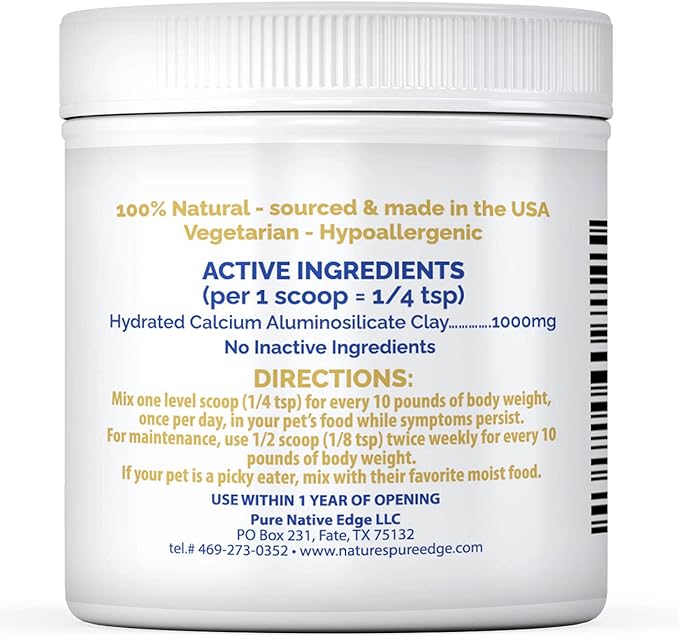 Rx clay for digestion for cat and dog stomach relief. Cat and dog anti diarrhea medication. Cat and dog stomach upset medicine for cat and dog diarrhea. Extra large 210 grams. Veterinary grade.