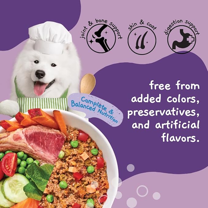 MOOCHIE Home Cooked Superfood Natural Wet Dog Food Recipe - Joint & Bone - Made with Lamb, Sweet Potato and Spinach - No Added Preservatives or Artificial Flavoring - 9 oz x 6 Pouches