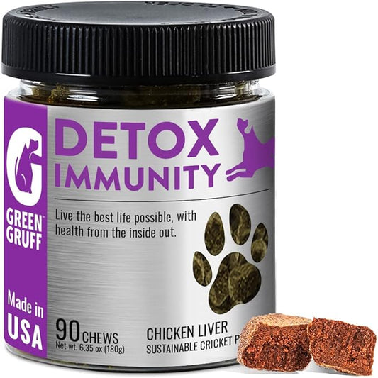 Green Gruff Dog Probiotics & Digestive Enzymes - Organic Dog Immune Supplement with Protein, Multivitamin & Omega 3 Fish Oil for Dogs - Made in USA - Dog Allergy Relief - Canine Probiotic - 90 Chews