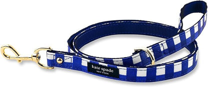 Kate Spade New York 4.5ft Dog Leash, Heavy Duty Leash for Female or Male Dogs, Cute Pet Leash with Gold Metal Hardware, Long Dog Lead for Small and Medium Breeds (Navy Gingham)