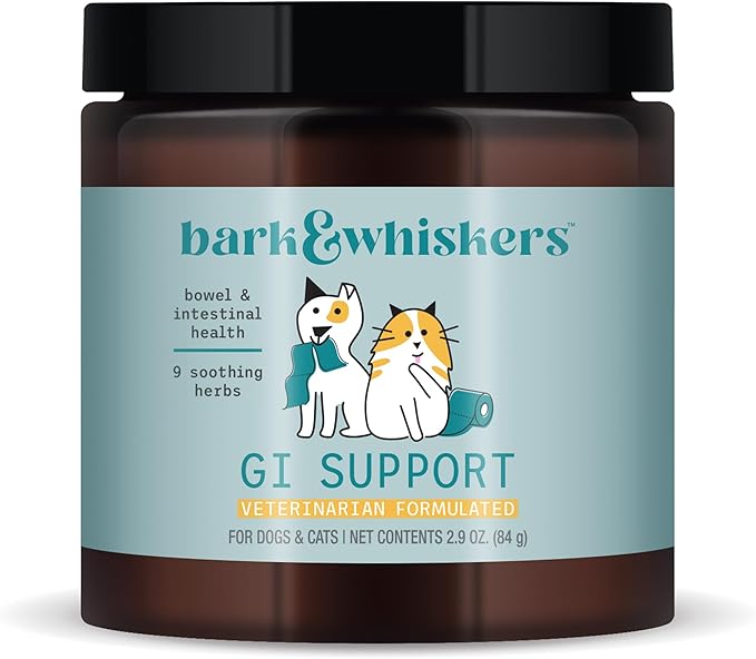 Bark & Whiskers GI Support for Dogs & Cats, 2.90 oz. (84 g), 60 Scoops, Supports Bowel and Intestinal Health, Veterinarian Formulated, Non-GMO, Dr. Mercola