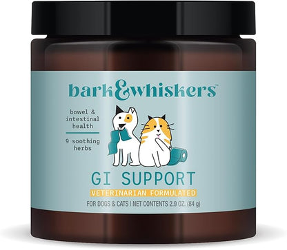 Bark & Whiskers GI Support for Dogs & Cats, 2.90 oz. (84 g), 60 Scoops, Supports Bowel and Intestinal Health, Veterinarian Formulated, Non-GMO, Dr. Mercola