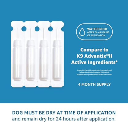 Amazon Basics Flea, Tick & Mosquito Topical for Medium Dog (11-20 pounds), 4 Count