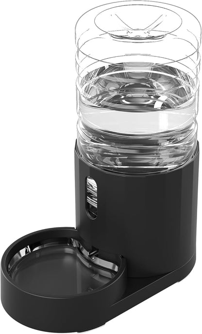 CZPET 4L Dog Water Dispenser, Cat Water Dispenser, Automatic Gravity Cat Water Bowl, Visible Window, Safe and Unplugged for Pet Cat Dog (Black, 4L)