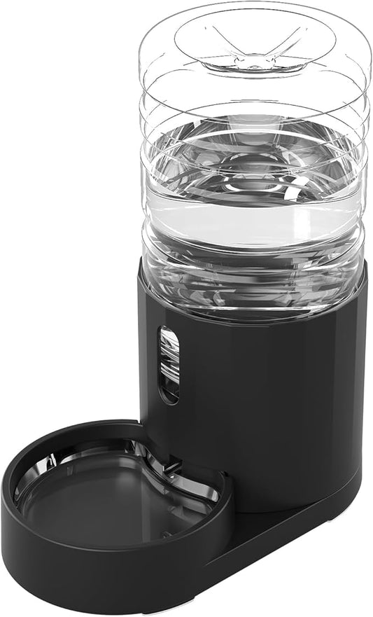 CZPET 4L Dog Water Dispenser, Cat Water Dispenser, Automatic Gravity Cat Water Bowl, Visible Window, Safe and Unplugged for Pet Cat Dog (Black, 4L)