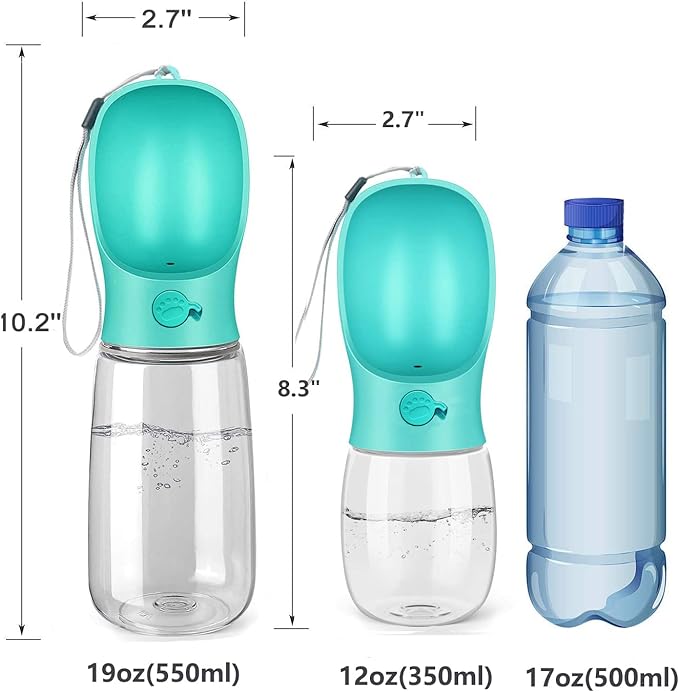 Kalimdor Dog Water Bottle, Leak Proof Portable Puppy Water Dispenser with Drinking Feeder for Pets Outdoor Walking, Hiking, Travel, Food Grade Plastic (12oz Blue)