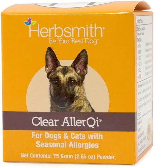 Herbsmith Clear AllerQi – Allergy Aid for Cats and Dogs – Pet Allergy Support – Anti Itch Pills for Dogs and Cats – 75g Powder