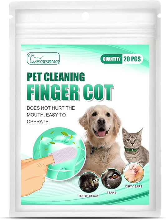 20Pcs Dog Teeth Wipes,Dog Ear Wipes Finger,Teeth Cleaning Finger Wipes,Cleaning Teeth Ears and Eyes Suitable for Dogs and Cats Removes Dirt and Discharge,Health Supplies,Dental Care