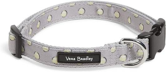 Vera Bradley Women's Recycled Lighten Up Water-repellent Adjustable Pet Collar, Tennis Ball Dots, Medium