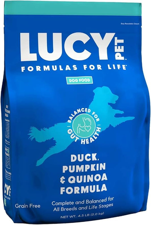 Lucy Pet Products Formulas for Life Duck, Pumpkin & Quinoa Dry Dog Food, All Life Stages, Digestive Health, Sensitive Stomach and Skin, 4.5lb bag
