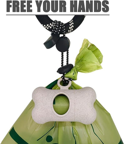 Bag Dispenser Dog Poop Bags Holder Dog Waste Bags Dispenser with Leak-Proof Green Poop Bags for Leash On The Go for Walking Dogs Outdoor (1 Holder 135 Bags, Wheat)