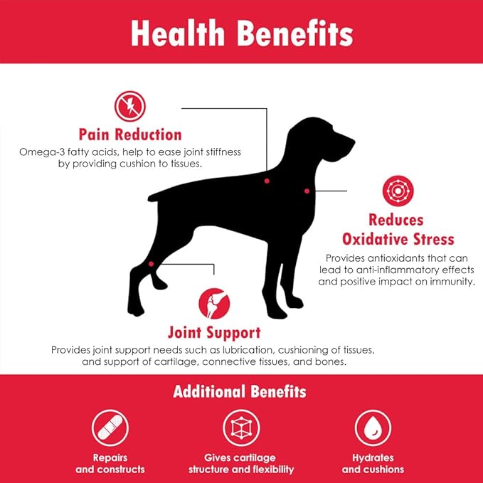 Triple Strength HA Granules for Dogs, Glucosamine, Chondroitin, Creatine, MSM and Antioxidants - Hip and Joint Support Supplement, 120 Doses