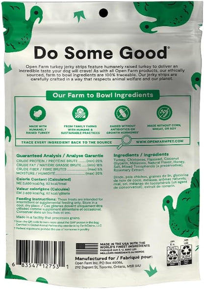 Open Farm Dehydrated Grain-Free Dog Treats, Gently Cooked Recipe with Natural Simple Ingredients and No Artificial Flavors or Preservatives (6 Pack Turkey Jerky)