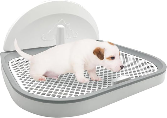 Hamiledyi Dog Toilet Dog Potty Pet Indoor Potty Indoor Potty Training Tray Simulated Wall Dog Toilet Portable Indoor Removable Dog Toilet with Removable Grille for Small Dogs puddy(Off-white)