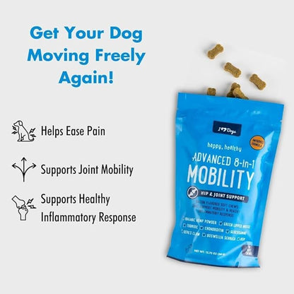 iHeartDogs Hip & Joint Supplement for Dogs - Advanced 8-in-1 Dog Joint Supplement Chews with Glucosamine, Chondroitin, Turmeric, Devil's Claw, Green Lipped Mussel, Hemp, Yucca, Boswellia & MSM - 90 Ct