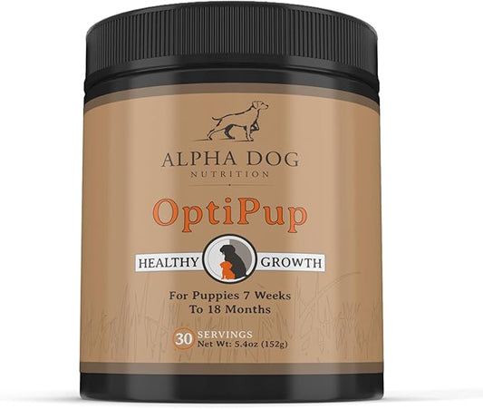 OptiPup All-in-1 Puppy Multivitamin by Alpha Dog Nutrition – Contains 31 Superfoods including Probiotics and Prebiotics for Digestive Support, Skin & Immune Health, and Optimum Growth (30 Servings)